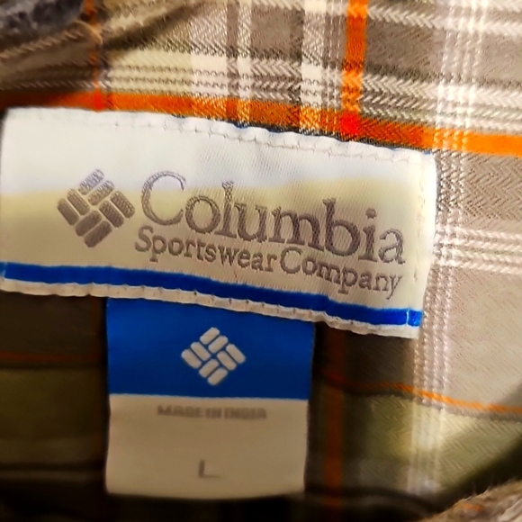 Mens Columbia Sportswear Brown Plaid Button Down Shirt Large - Picture 2 of 6